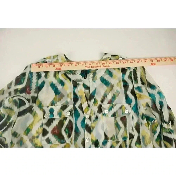 Maurices  Women's Sheer Multicolor Button Down Blouse sz Large - Picture 7 of 11